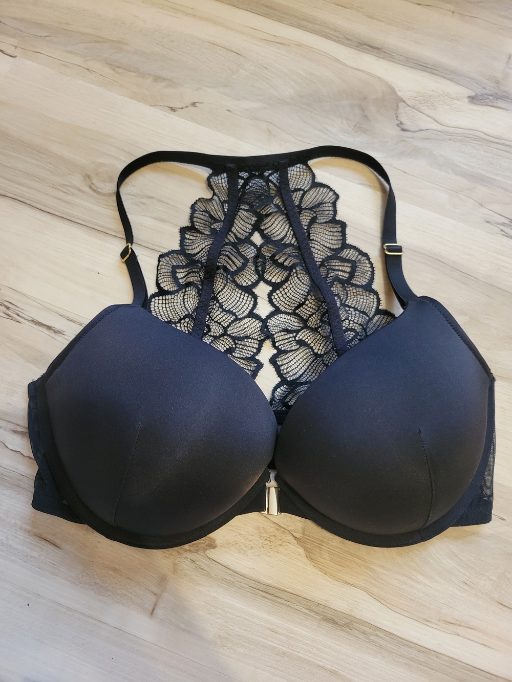 Adore Me Black Lace Racerback Push-Up Bra